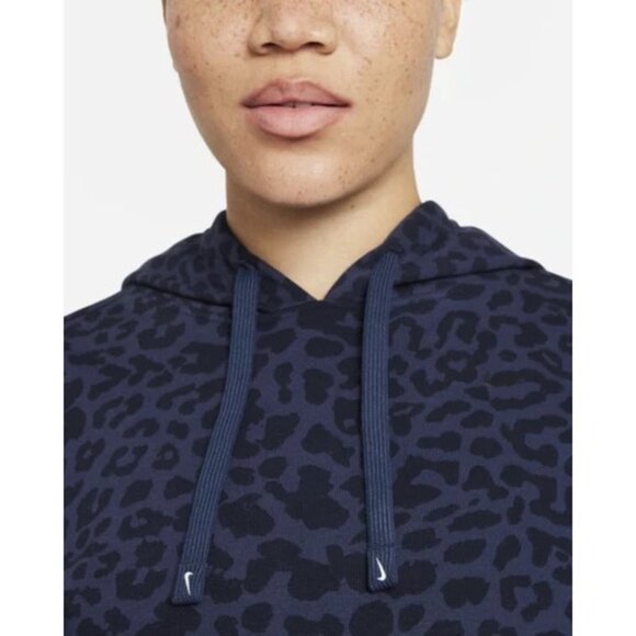 Nike Get Fit Pullover Printed Women Hoodie Size 2X Midnight Navy Cheetah Leopard - Picture 2 of 5